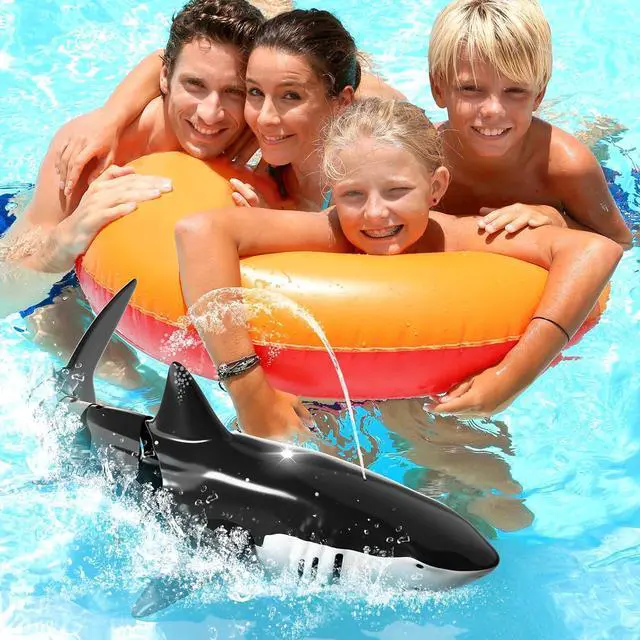 Alt view image 6 of 6 - Bennol 2.4Ghz Remote Control Shark Toys for Boys Kids, 1:18 Scale High Simulation Shark for Pool, Electric RC Shark Fish Toys with Light & Spray Water Function for 4 5 6 7 8 9 Year olds Kid Boys Girls