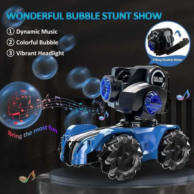 Alt view image 4 of 7 - RC Tank Car,Rc Car That Shoot,2 Heads That Shoot Nerf Bullet (Foam Dart), Make Bubble, Remote Control Tank for Adult, 4WD Battle Stunt Car with 360°Rotating, LEDs, Music, Toy Gift for Boys 6+