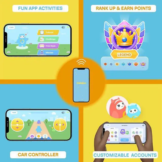 Alt view image 3 of 6 - Kidzone Smart Bumper Car for Toddler & Kids 1.5-6 Years Old, 12V 2-Speeds Electric Ride On Bumping Toy Gifts W/Remote Control, APP Control, LED Lights, Bluetooth, 360°Spin and DIY Sticker, Purple