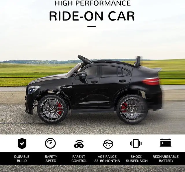 Alt view image 3 of 7 - Aosom 12V Toddler Ride On Car with Remote Control, Mercedes Benz AMG GLC63S Coupe, Electric Car with 2 Speed, MP3 Player, Light, Horn, Songs, Suspension, Black
