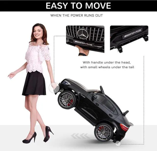 Alt view image 4 of 7 - Aosom 12V Toddler Ride On Car with Remote Control, Mercedes Benz AMG GLC63S Coupe, Electric Car with 2 Speed, MP3 Player, Light, Horn, Songs, Suspension, Black