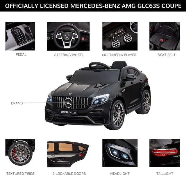 Alt view image 7 of 7 - Aosom 12V Toddler Ride On Car with Remote Control, Mercedes Benz AMG GLC63S Coupe, Electric Car with 2 Speed, MP3 Player, Light, Horn, Songs, Suspension, Black
