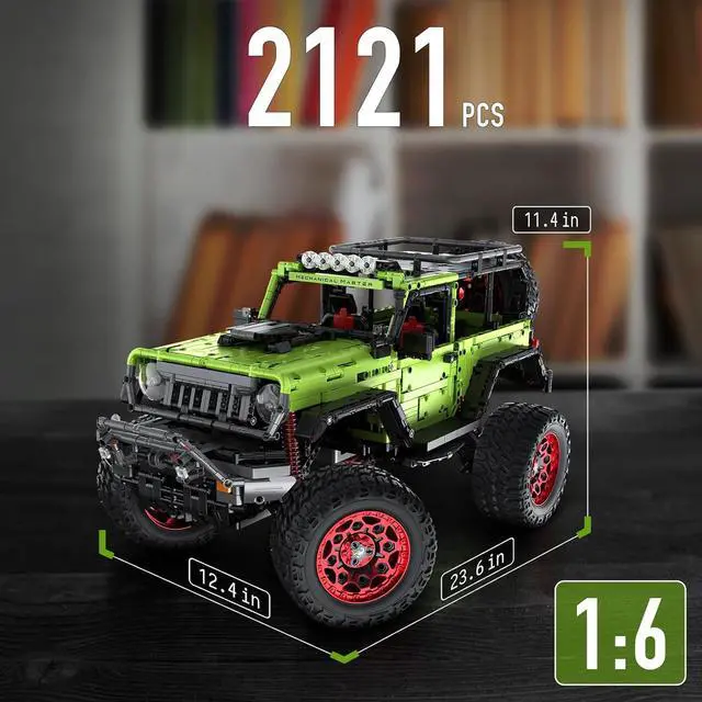 Alt view image 2 of 7 - Remote Control Jeep Wrange 4x4 Building Kits, 1:6 Technique Motorized Off Road Pickup Set - with 4 Black Motors, All Terrain Design - STEM Engineering Gift for Adults & Teens (2121 PCS)