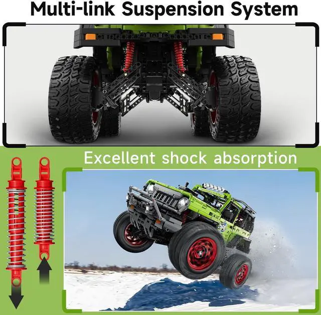 Alt view image 5 of 7 - Remote Control Jeep Wrange 4x4 Building Kits, 1:6 Technique Motorized Off Road Pickup Set - with 4 Black Motors, All Terrain Design - STEM Engineering Gift for Adults & Teens (2121 PCS)