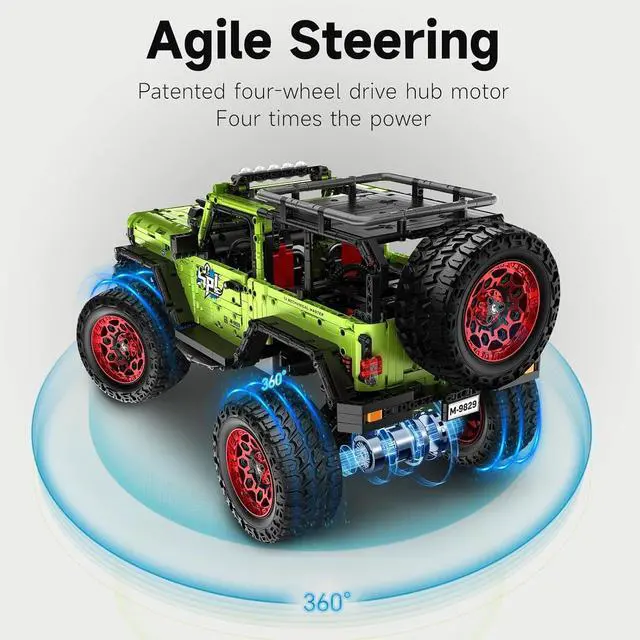 Alt view image 7 of 7 - Remote Control Jeep Wrange 4x4 Building Kits, 1:6 Technique Motorized Off Road Pickup Set - with 4 Black Motors, All Terrain Design - STEM Engineering Gift for Adults & Teens (2121 PCS)