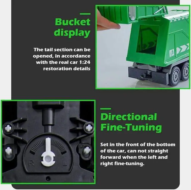 Alt view image 3 of 5 - 2.4G RC Garbage Truck Toy with Lights - 6 Channel Remote Control Waste Management Garbage Truck with 2 Rechargeable Batteries, Kids Recycling Trash Toys, Excellent Xmas Gifts for Boys Girls 3-8