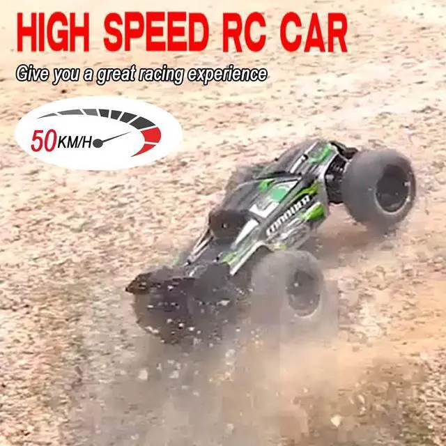 Alt view image 2 of 5 - 1:16 Scale RC Cars 50 KMH 4WD Remote Control Car High Speed RC Truck for Adults Boys 2.4 GHz All Terrains RC Buggy Off-Road Drift RC Monster Trucks with 3 Batteries (Green)