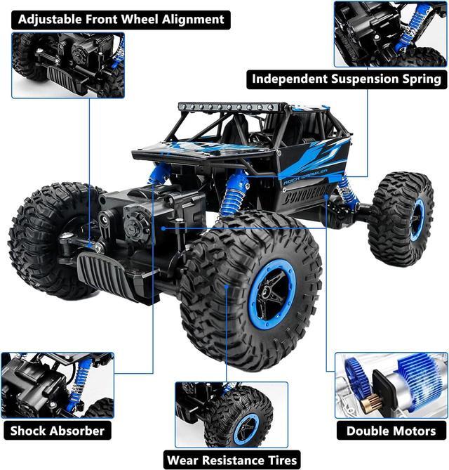 Alt view image 3 of 7 - Cheerwing 1:18 Rock Crawler 2.4Ghz Remote Control Car 4WD Off Road RC Monster Truck 2 Battery (Blue)