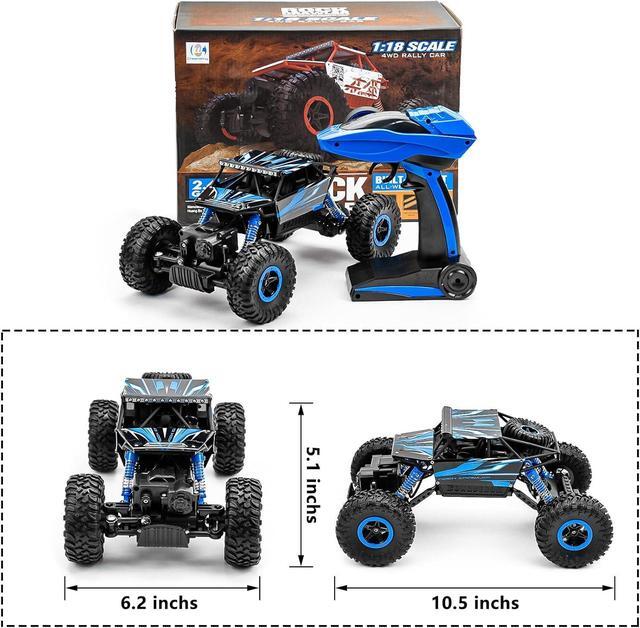 Alt view image 7 of 7 - Cheerwing 1:18 Rock Crawler 2.4Ghz Remote Control Car 4WD Off Road RC Monster Truck 2 Battery (Blue)