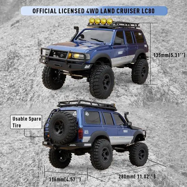 Main image of BEEZRC FMS RC Crawler 1/18 FCX18 Land Cruiser LC80 RTR Toyota Licensed 4WD RC Rock Truck 2.4Ghz 900mAh Hobby Grade RC Car Model Mini Remote Control Car Off Road Vehicle FMS11831RTRGY(Gary)