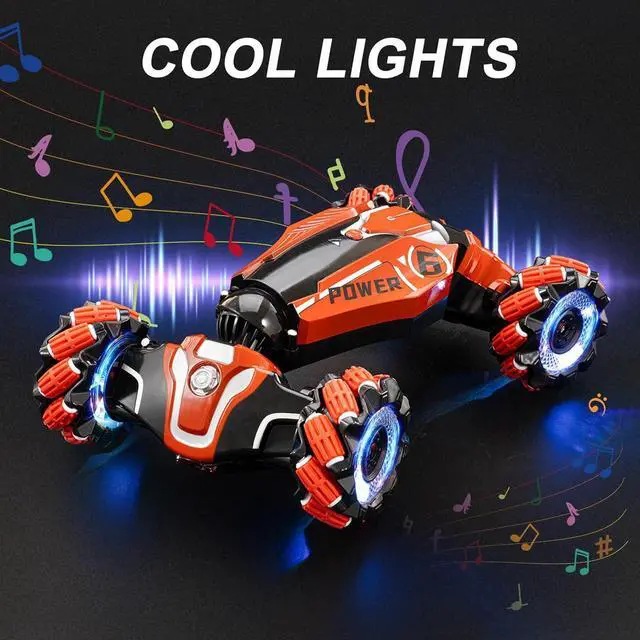 Alt view image 4 of 7 - Gesture Sensing RC Stunt car, 4WD Drive Watch Remote-Controlled Vehicle, Bidirectional Drifting Off-Road Vehicle with Music and Lights Toys for Boys,Presents for Kids(RED)