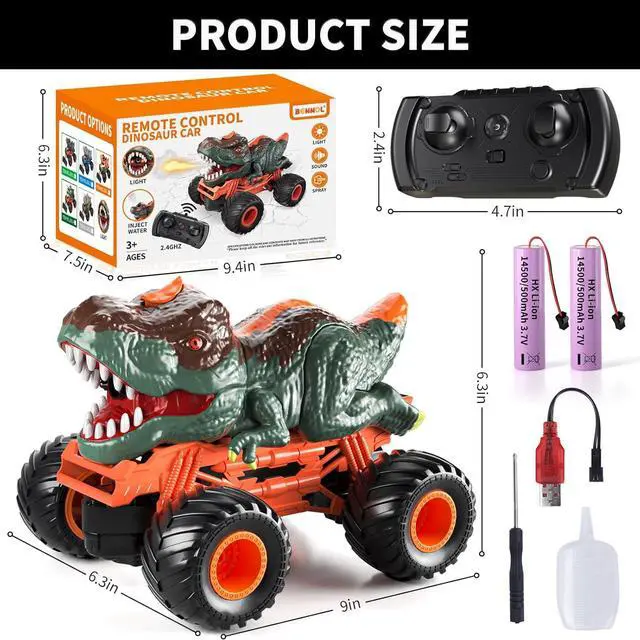 Alt view image 7 of 7 - Bennol Remote Control Dinosaur Car Trucks Toys for Kids Boys 3-5 4-7 8-12, 2.4GHz RC Dino Car Toys Gifts for 3 4 5 6 Year Old Boys Kids, Indoor Outdoor RC Car Dinosaur Toys for Kids 3-5 4-7 5-7 8-12