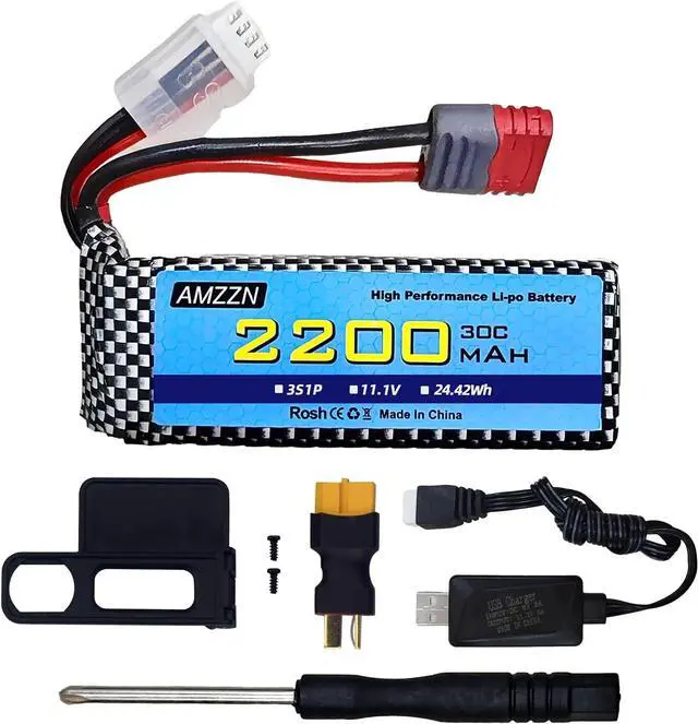 Main image of 11.1V 2200mAh 30C 3S T-Plug Lipo Battery with USB Charger for MJX H16 H16P H16E H16GT H16BM H16DR H16PL 14301 RC Car, High-Speed Drift Model Toy Car Upgraded Battery (1PCS Battery+1 USB)