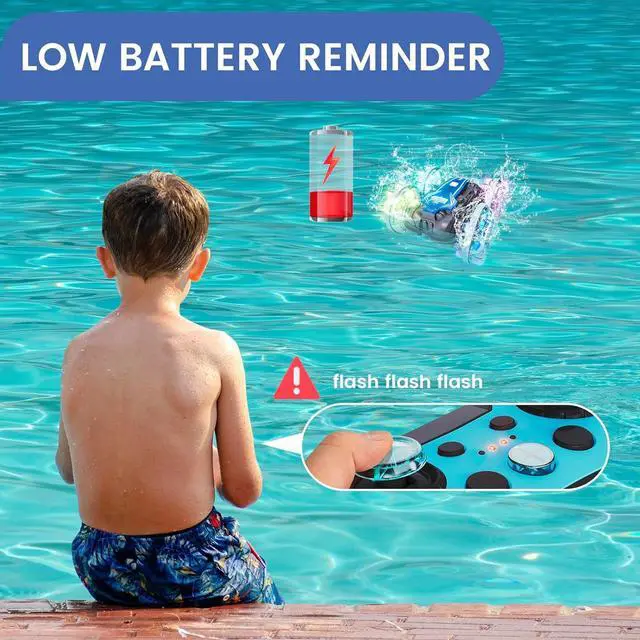 Alt view image 5 of 7 - Tecnock Amphibious Remote Control Car Boat, 4WD Gesture RC Car with Waterproof Remote Control, RC Stunt Car with LED Lights, Pool Toys for Kids Ages 8-12, Toys Gifts for Boys Girls