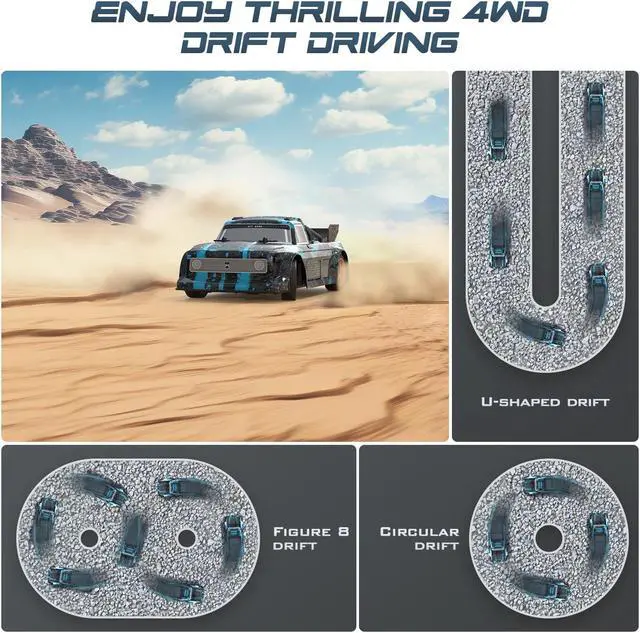 Alt view image 4 of 7 - RC Drift Car, 1/16 Remote Control Car 4WD 20KM/H High Speed RC Racing Car 2.4GHz Electric Sport Drifting RC Cars with LED Lights, Toy Car for Adults Kids Gifts