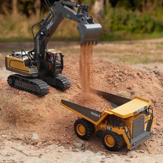 Alt view image 3 of 7 - Remote Control Construction Dump Truck Toy - RC Dump Truck Toys- Construction Toys Vehicle- RC Truck Toys for 8 9 10 11 12 Year Old Boys and up- Toy Trucks