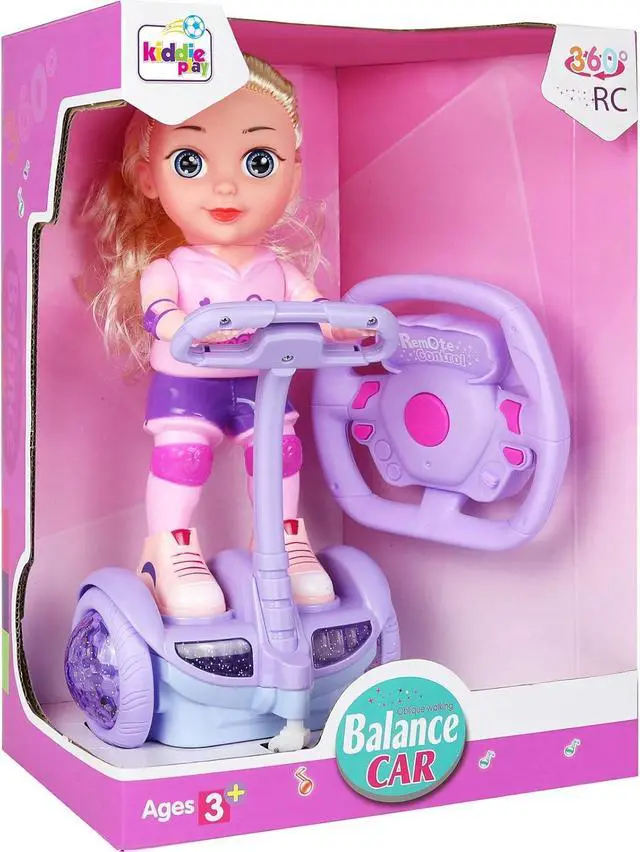 Alt view image 2 of 4 - Doll Set with Remote Control Toy Electric Scooter for Kids with LED Lights Music and 360° Rotation
