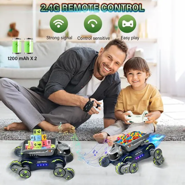 Alt view image 3 of 7 - Robot Toys for Kids, RC Car Robots Dog Toys for Boys Girls, Remote Control Stunt Car Toy with Light Music Gesture Sensing, Auto-Demonstration RC Car Trucks Toys Birthday Gift for 3-12 Year Old Green