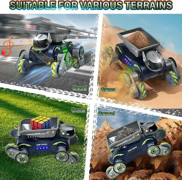 Alt view image 4 of 7 - Robot Toys for Kids, RC Car Robots Dog Toys for Boys Girls, Remote Control Stunt Car Toy with Light Music Gesture Sensing, Auto-Demonstration RC Car Trucks Toys Birthday Gift for 3-12 Year Old Green