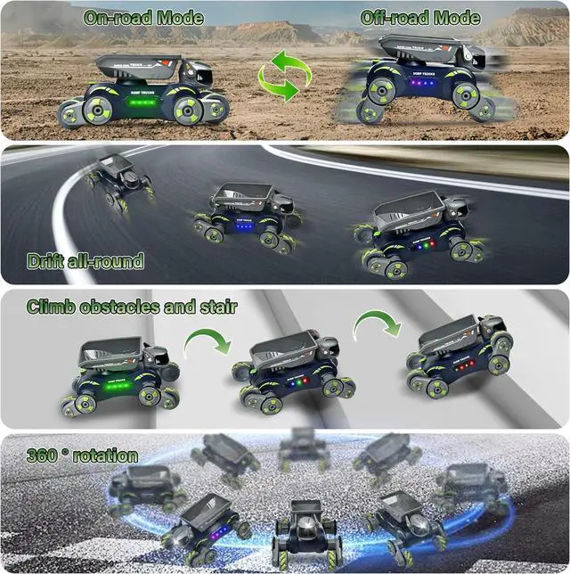 Alt view image 6 of 7 - Robot Toys for Kids, RC Car Robots Dog Toys for Boys Girls, Remote Control Stunt Car Toy with Light Music Gesture Sensing, Auto-Demonstration RC Car Trucks Toys Birthday Gift for 3-12 Year Old Green