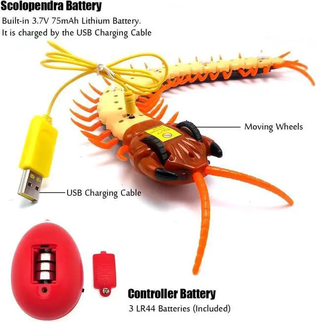 Alt view image 3 of 6 - Tipmant Simulation RC Centipede Scolopendra Realistic Remote Control Vehicle Car Animal Insect Large Size Electric Prank Toy Kids Christmas Birthday Gifts (Navy Green)