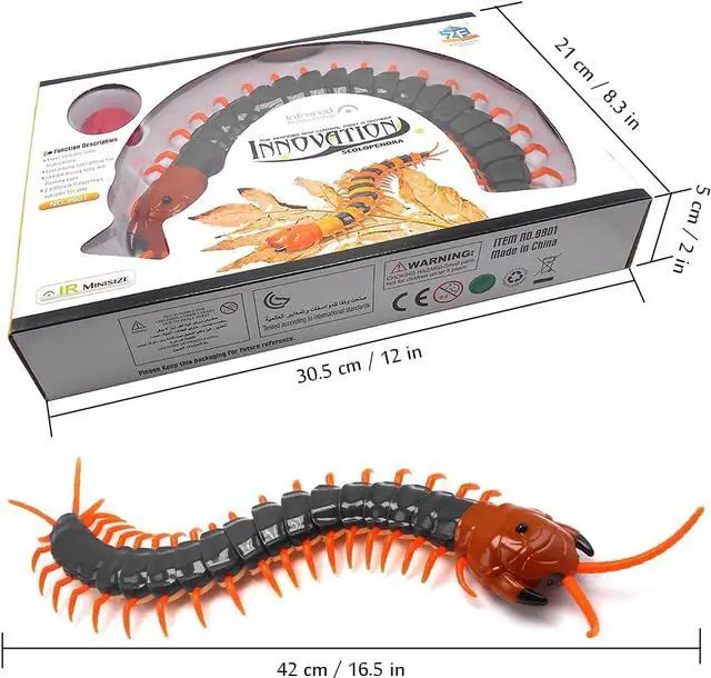 Alt view image 6 of 6 - Tipmant Simulation RC Centipede Scolopendra Realistic Remote Control Vehicle Car Animal Insect Large Size Electric Prank Toy Kids Christmas Birthday Gifts (Navy Green)
