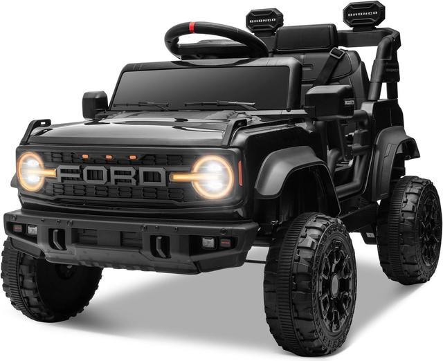 ENYOPRO 12V Licensed Ford Bronco Raptor Ride On Truck Car for Kids Electric Play Car Ride On Toy w Parent Remote Control 4 Wheel Suspension Bluetooth Music LED Lights Ideal Kids Car Gift Black