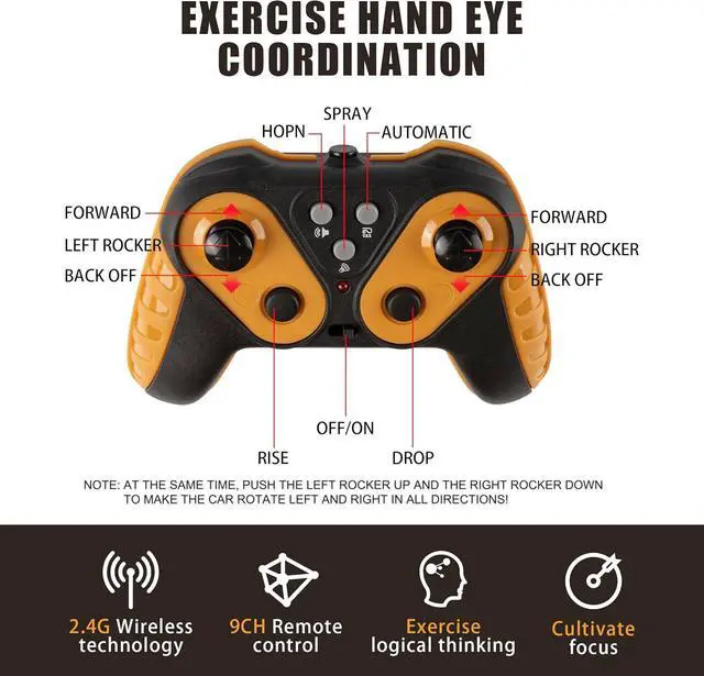 Alt view image 4 of 7 - Remote Control Excavator Toys for Boys- Movable Claw Digger Trucks with Spray & LED, 11 Channel 2.4GHz Full Function Remote Control Crane for 6-12 Year Old Kids Christmas Birthday Gift