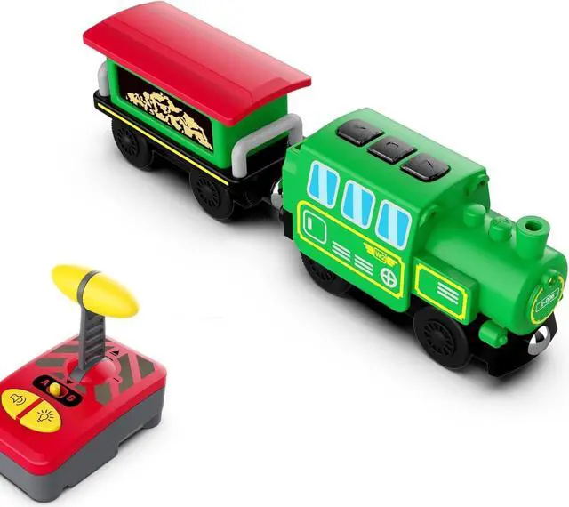 Alt view image 6 of 7 - Motorized Train for Wooden Track, Battery Operated Locomotive Train, Remote Control Train for Track Set, Powerful Engine Train Vehicles Fit All Major Brands Track Railway System (Battery Not Included)