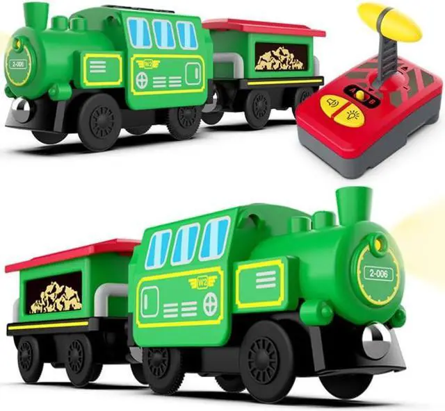 Alt view image 7 of 7 - Motorized Train for Wooden Track, Battery Operated Locomotive Train, Remote Control Train for Track Set, Powerful Engine Train Vehicles Fit All Major Brands Track Railway System (Battery Not Included)