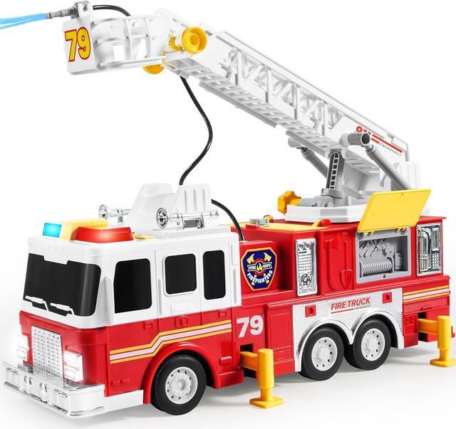 Main image of JOYIN Extra Large 33-inch Ladder Fire Truck Toy for Kids 3+ - Lights, Sirens, Hose, Pump