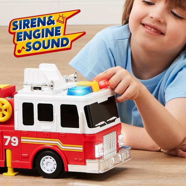 Alt view image 3 of 6 - JOYIN Extra Large 33-inch Ladder Fire Truck Toy for Kids 3+ - Lights, Sirens, Hose, Pump