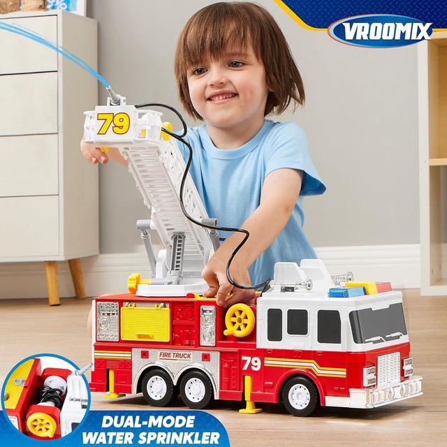 Alt view image 5 of 6 - JOYIN Extra Large 33-inch Ladder Fire Truck Toy for Kids 3+ - Lights, Sirens, Hose, Pump