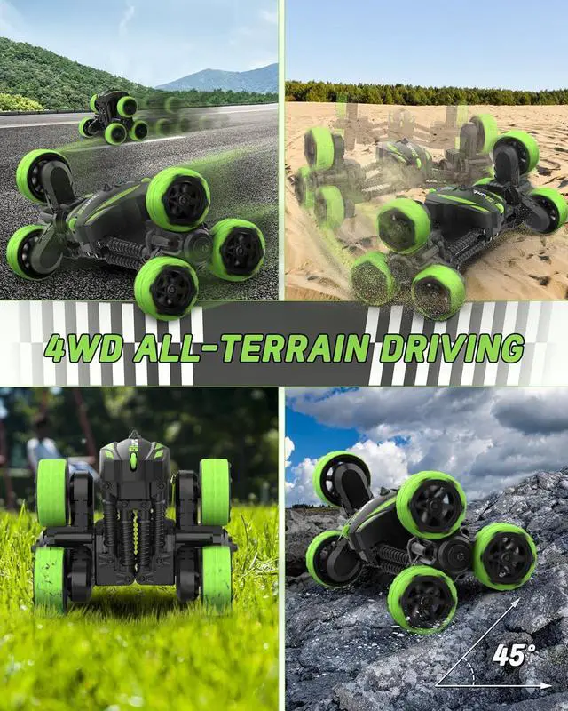 Alt view image 5 of 7 - 2-in-1 Transform RC Cars, 360° Rotation, 2.4GHz Remote Control Stunt Cars Toys, 4WD All-Terrain with 2 Rechargeable Batteries for 5-12 Years Boys Girls Gifts Present