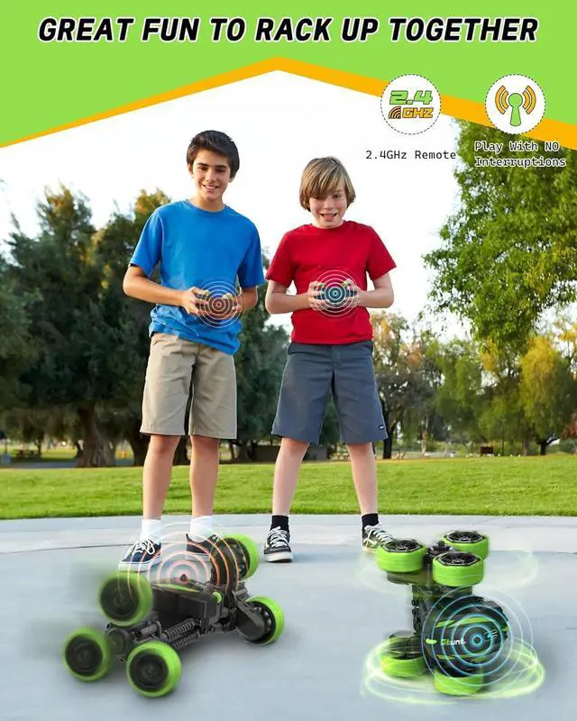 Alt view image 6 of 7 - 2-in-1 Transform RC Cars, 360° Rotation, 2.4GHz Remote Control Stunt Cars Toys, 4WD All-Terrain with 2 Rechargeable Batteries for 5-12 Years Boys Girls Gifts Present