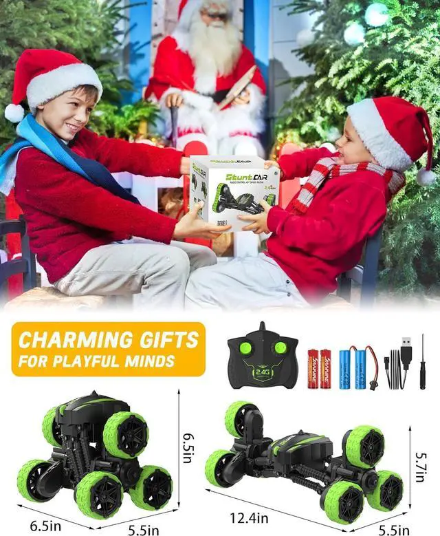 Alt view image 7 of 7 - 2-in-1 Transform RC Cars, 360° Rotation, 2.4GHz Remote Control Stunt Cars Toys, 4WD All-Terrain with 2 Rechargeable Batteries for 5-12 Years Boys Girls Gifts Present