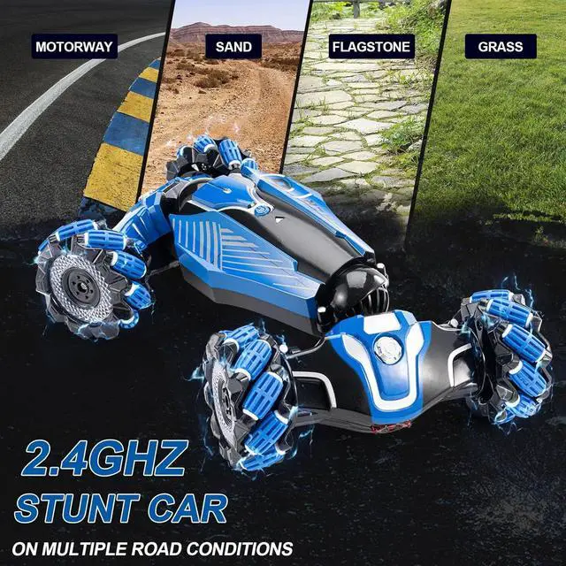 Alt view image 2 of 7 - RC Stunt Car, 2.4 GHz 4WD Drive Remote Controlled Gesture Sensor Toy Car, Hand Remote Control car with 360° Flipping Light and Music, Toys for