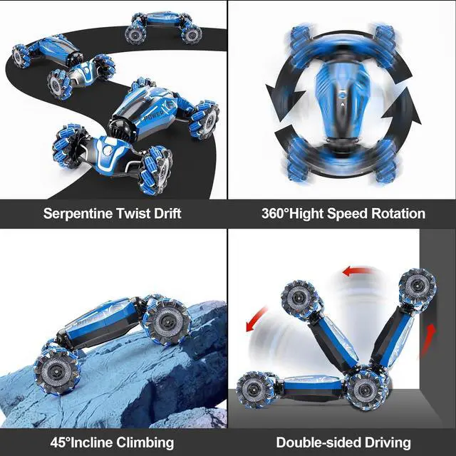 Alt view image 7 of 7 - RC Stunt Car, 2.4 GHz 4WD Drive Remote Controlled Gesture Sensor Toy Car, Hand Remote Control car with 360° Flipping Light and Music, Toys for