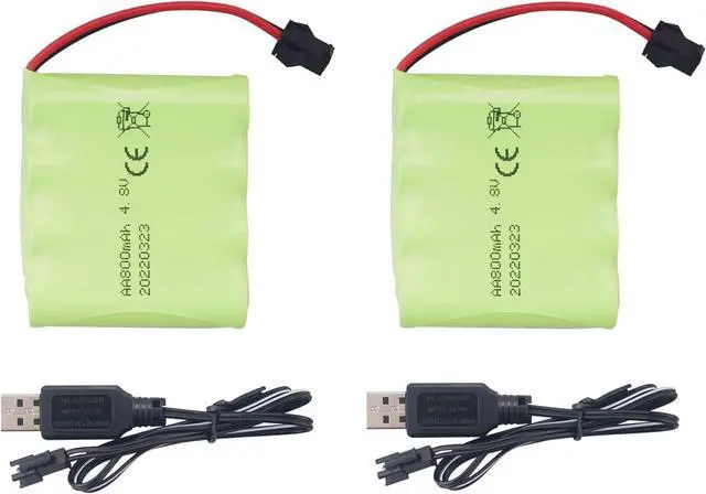 Main image of sea jump Accessories 2PCS AA 4.8V 800mAh Rechargeable RC Toy Car Battery SM2P Plug RC Truck Stunt Car Excavator Toy Car Battery and USB Charging Cable