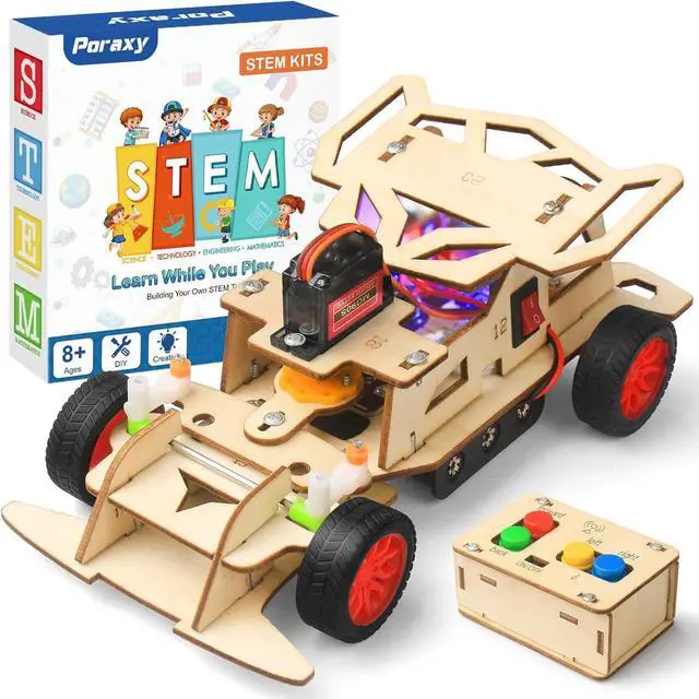 Main image of Poraxy STEM Kits for Kids Age 8-10-12, Building Remote Control Model Car, Wooden 3D Puzzles, Toys for Ages 8-13, Science Educational Projects Crafts, Gifts for 8 9 10 11 12 13 Year Old Teen Boys Girls