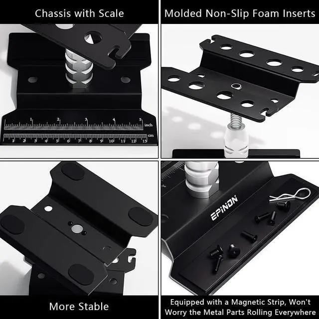 Alt view image 5 of 6 - RC Car Stand RC Work Stand RC Car Repair Work Stand with RC Screwdriver Kit Screws Pallet for 1/8 1/10 1/12 1/16 1/18 RC Car Truck Crawler (Black)