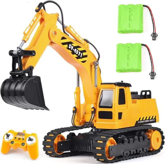 Main image of DOUBLE E Remote Control Excavator Toy 2 Batteries RC Excavators Sandbox Digger Hydraulic Construction Toys Vehicles Birthday Gift for Boys Kids 3-14 Years