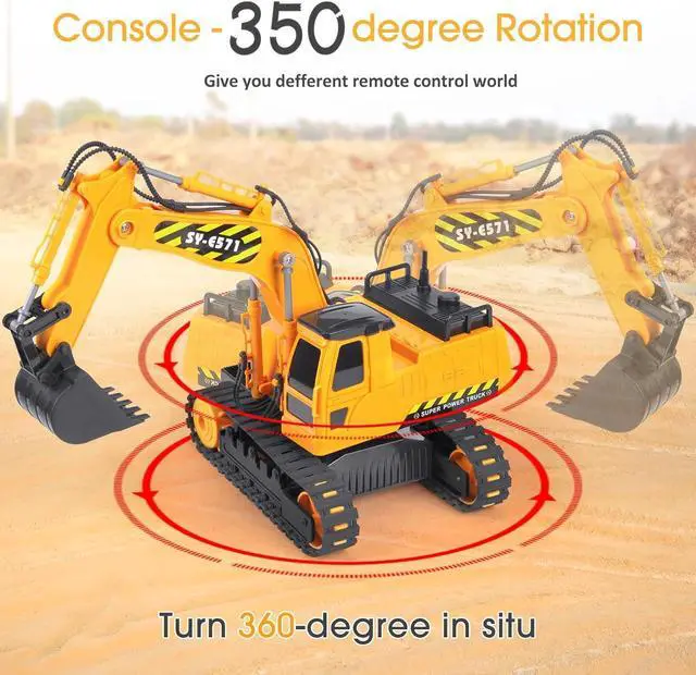 Alt view image 2 of 7 - DOUBLE E Remote Control Excavator Toy 2 Batteries RC Excavators Sandbox Digger Hydraulic Construction Toys Vehicles Birthday Gift for Boys Kids 3-14 Years