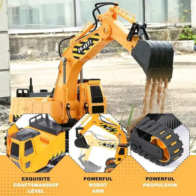 Alt view image 3 of 7 - DOUBLE E Remote Control Excavator Toy 2 Batteries RC Excavators Sandbox Digger Hydraulic Construction Toys Vehicles Birthday Gift for Boys Kids 3-14 Years