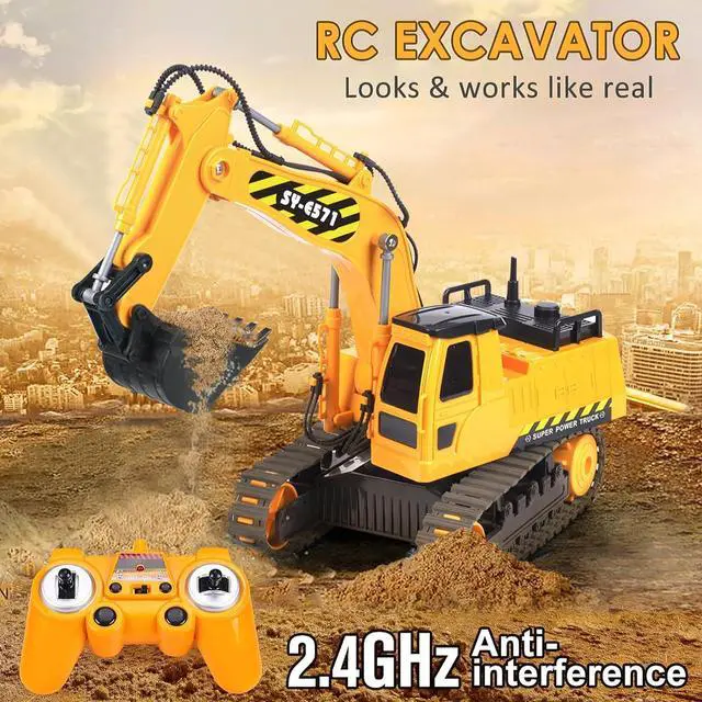 Alt view image 4 of 7 - DOUBLE E Remote Control Excavator Toy 2 Batteries RC Excavators Sandbox Digger Hydraulic Construction Toys Vehicles Birthday Gift for Boys Kids 3-14 Years