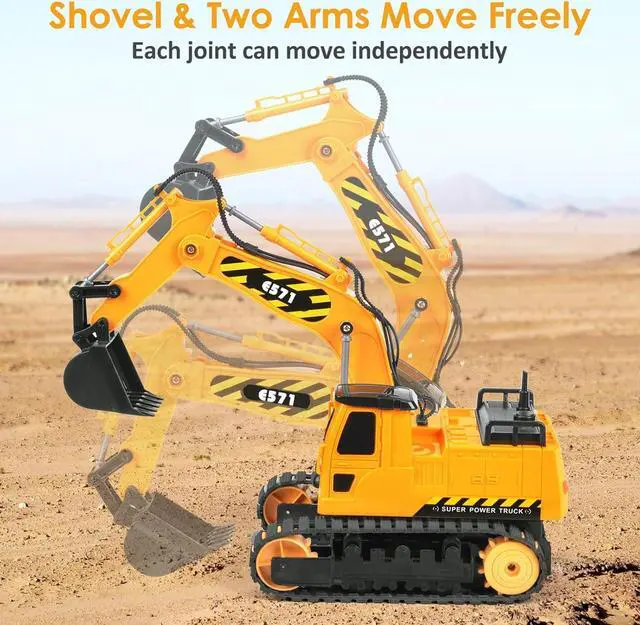 Alt view image 5 of 7 - DOUBLE E Remote Control Excavator Toy 2 Batteries RC Excavators Sandbox Digger Hydraulic Construction Toys Vehicles Birthday Gift for Boys Kids 3-14 Years