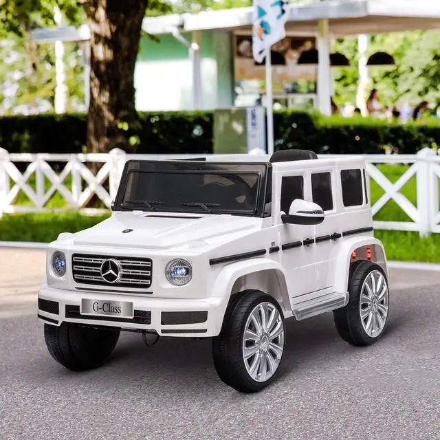 Alt view image 2 of 7 - Aosom 12V Kids Electric Car, Mercedes Benz G500 Licensed Battery Powered Ride on Truck for Kids with Remote Control, Headlights, Music, Suspension & Storage for Boys and Girls, White