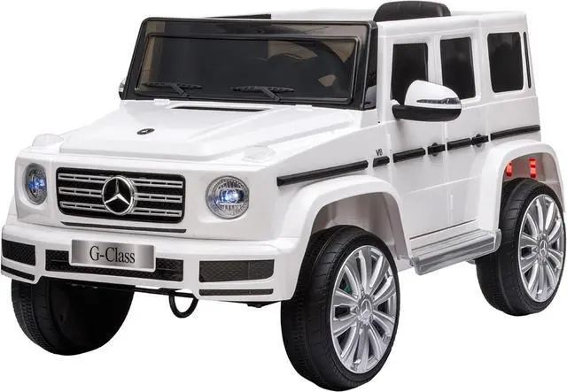 Main image of Aosom 12V Kids Electric Car, Mercedes Benz G500 Licensed Battery Powered Ride on Truck for Kids with Remote Control, Headlights, Music, Suspension & Storage for Boys and Girls, White