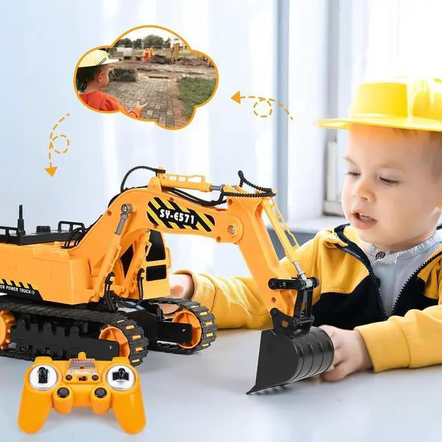 Alt view image 7 of 7 - DOUBLE E Remote Control Excavator Toy 2 Batteries RC Excavators Sandbox Digger Hydraulic Construction Toys Vehicles Birthday Gift for Boys Kids 3-14 Years