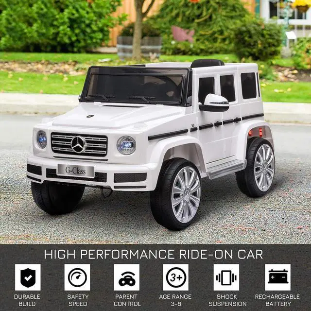 Alt view image 3 of 7 - Aosom 12V Kids Electric Car, Mercedes Benz G500 Licensed Battery Powered Ride on Truck for Kids with Remote Control, Headlights, Music, Suspension & Storage for Boys and Girls, White